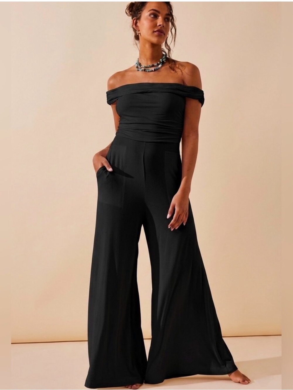 Free People Kenna Jumpsuit One-Piece Large Onesie Black FP Beach Summer NEW